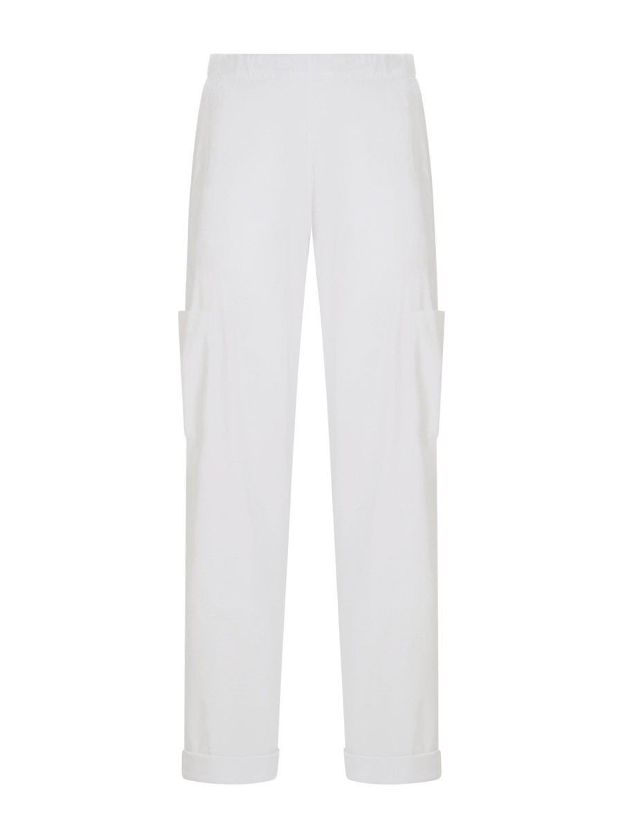 Pantaloni Cargo | Ragno Pantalone Ampio Cargo In Tessuto Super Fresh - Bianco