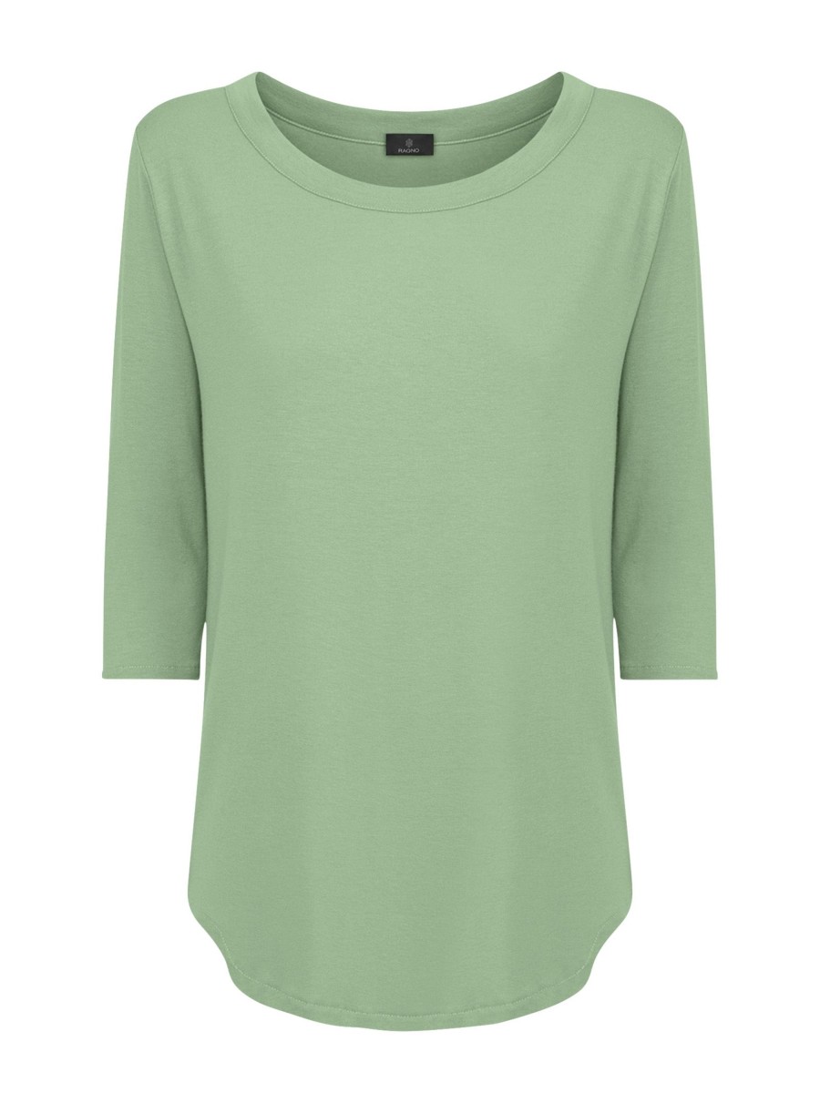 Magliette E T-Shirt | Ragno Maglietta Girocollo In Viscosa Summer - Quiet Green