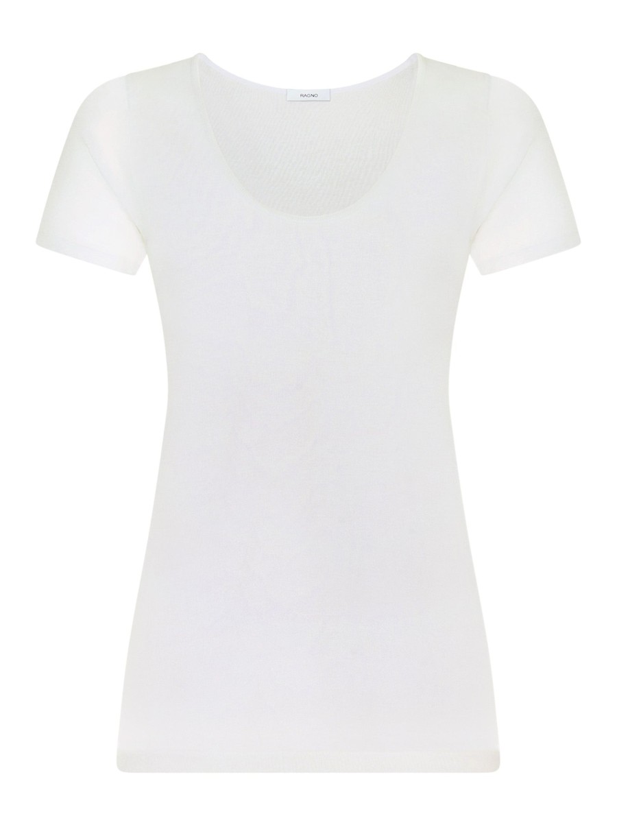 Top E Magliette | Ragno Filo Di Scozia - Maglietta In Maglia Unita Di Filo Di Scozia - Bianco
