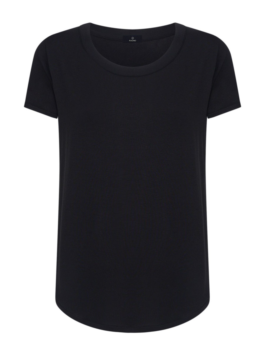 Magliette E T-Shirt | Ragno Maglietta A Manica Corta In Viscosa Summer - Nero