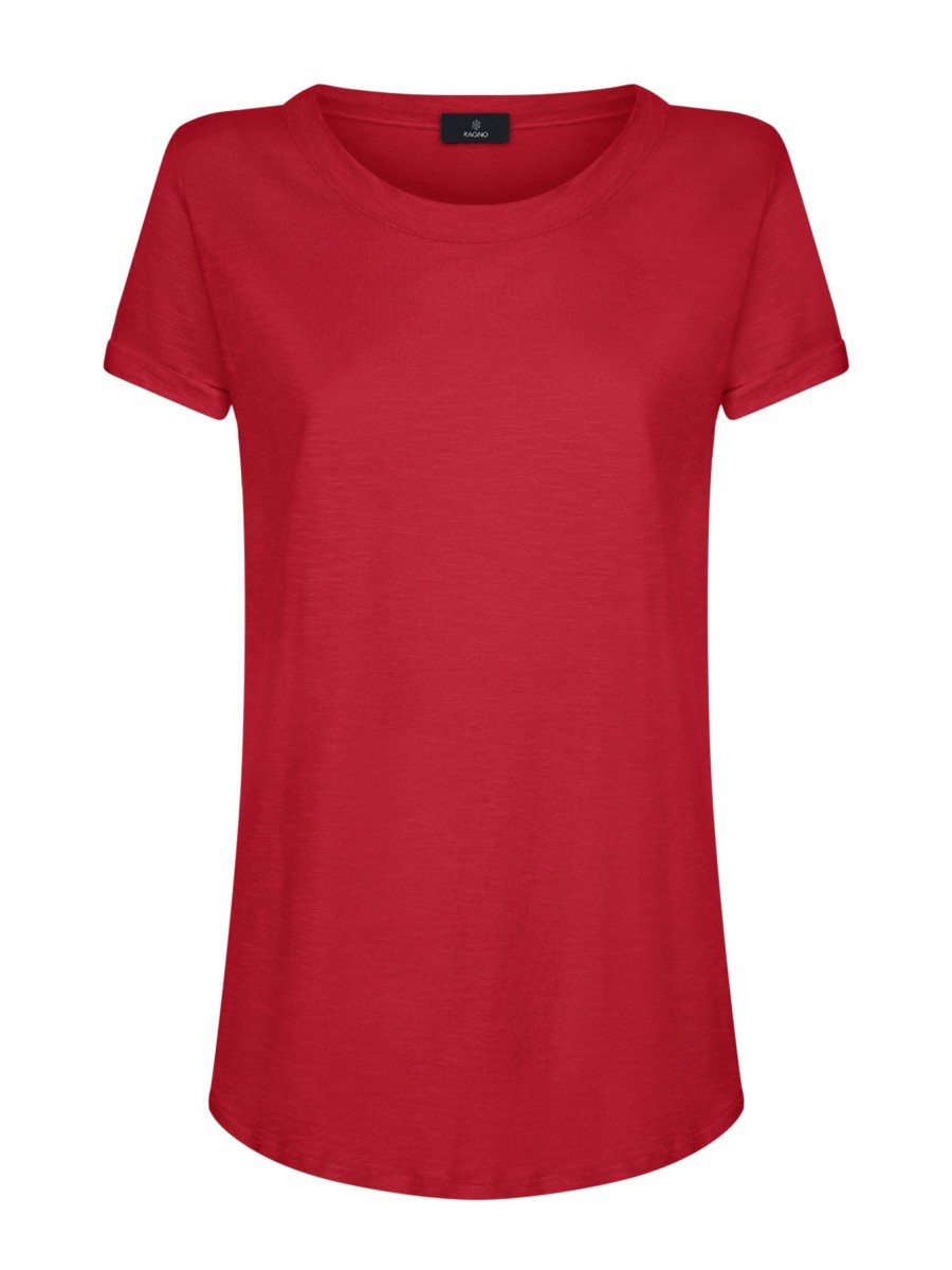 Magliette E T-Shirt | Ragno T-Shirt Girocollo In Slub Jersey Di Cotone - Salsa