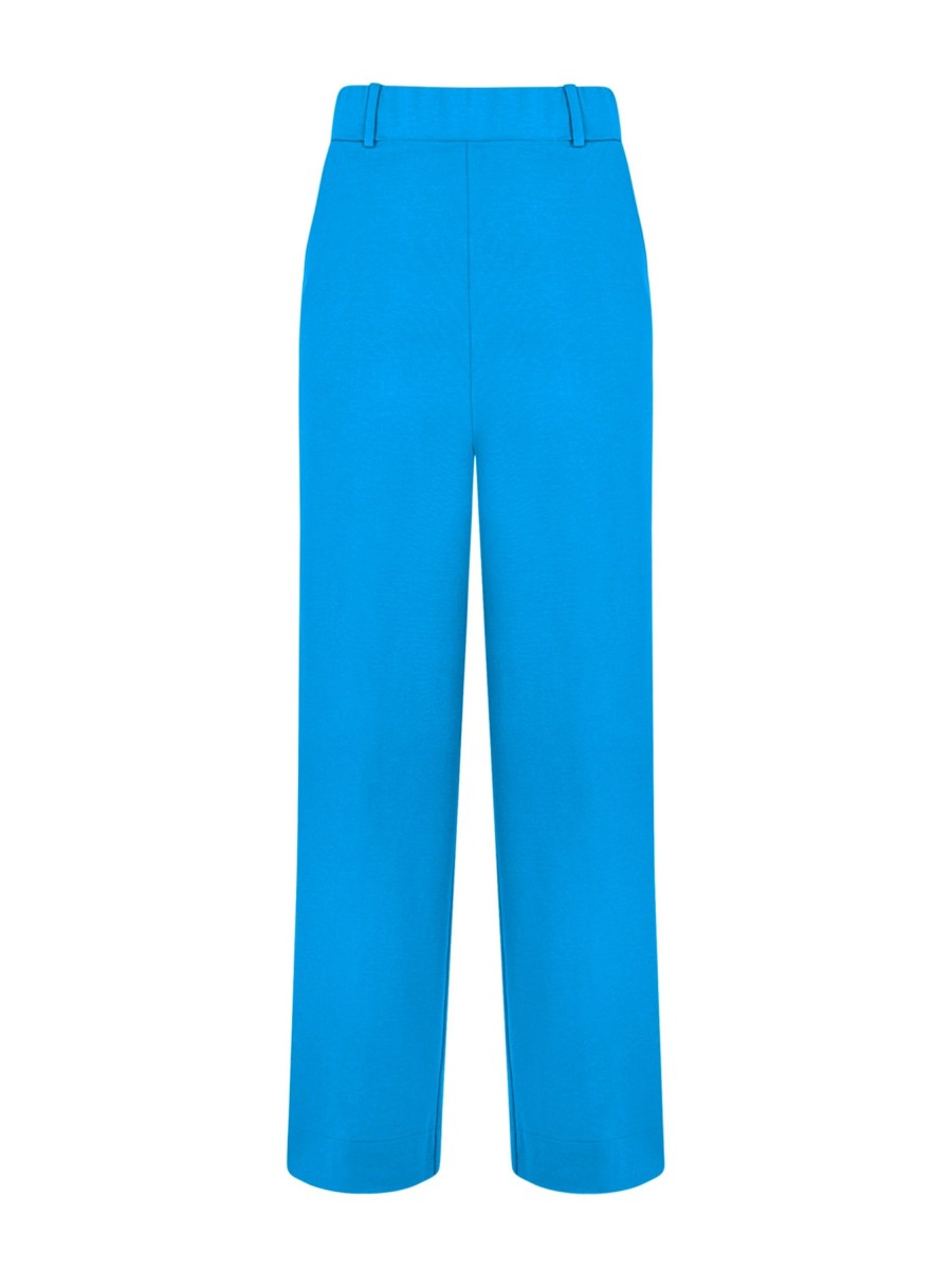 Pantaloni Cropped | Ragno Pantalone Ampio Alla Caviglia Con Tasche In Compact Light - Ibiza Blue