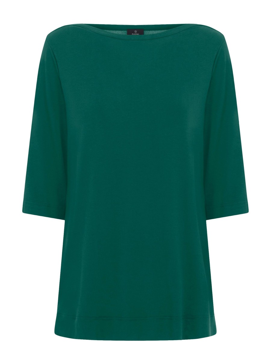 Magliette E T-Shirt | Ragno T-Shirt Con Manica 3/4 In Misto Viscosa - Aventurine