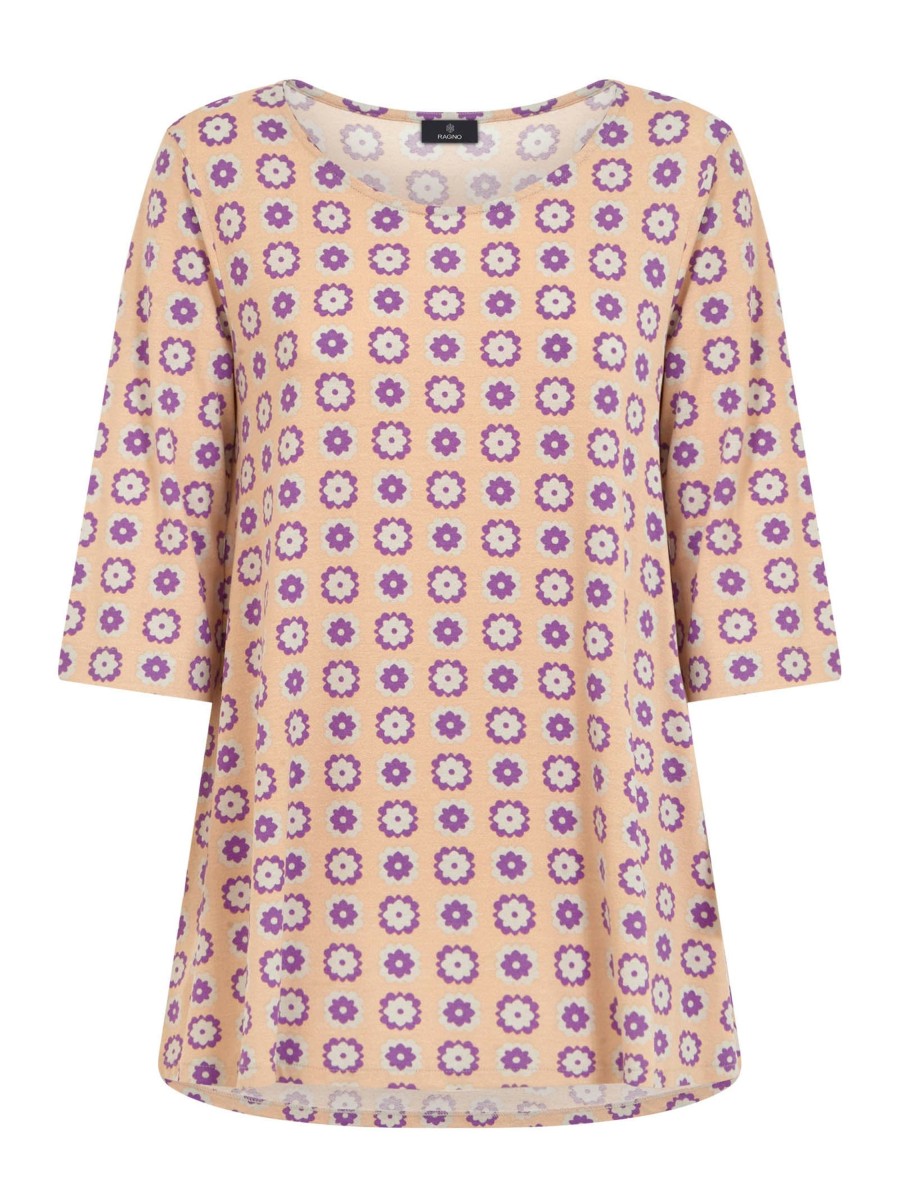 Magliette E T-Shirt | Ragno Maglietta Con Manica 3/4 In Jersey Di Viscosa Crepe - Fant.Champignon