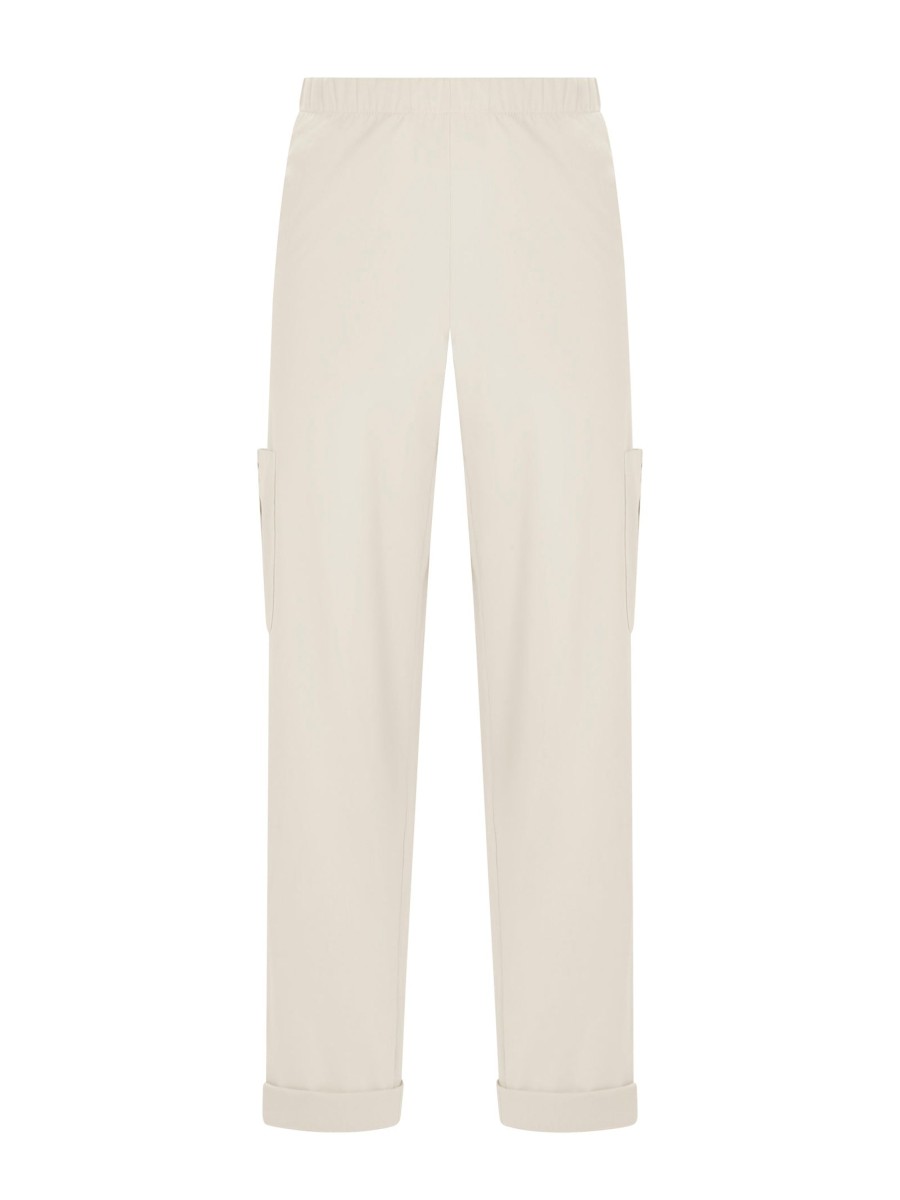 Pantaloni Cargo | Ragno Pantalone Ampio Cargo In Tessuto Super Fresh - Champignon