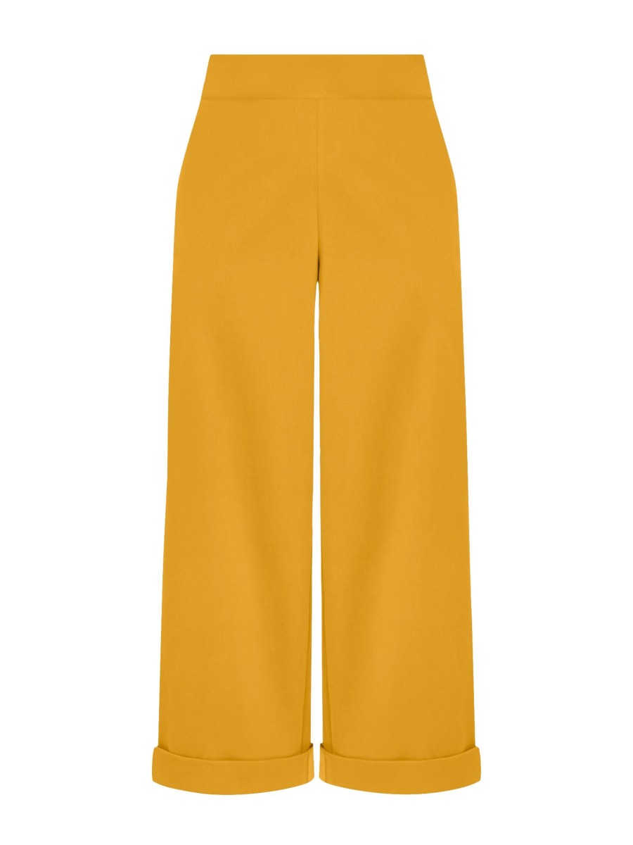Pantaloni Cropped | Ragno Pantalone Ampio Alla Caviglia Con Tasche In Satin Power - Golden Spice