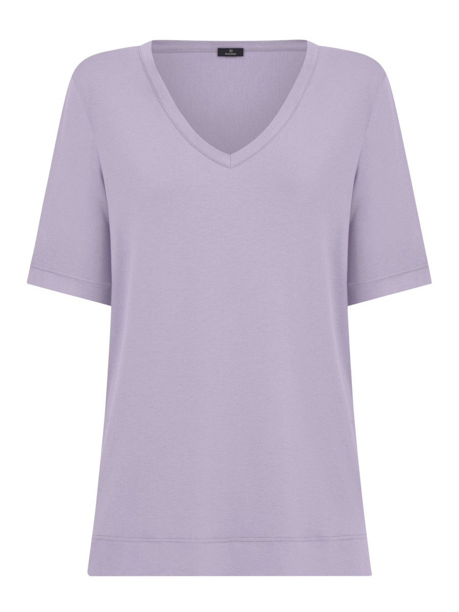 Magliette E T-Shirt | Ragno T-Shirt Con Scollo A V In Misto Viscosa - Orchid Petal