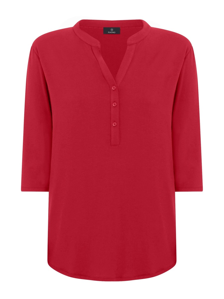 Magliette E T-Shirt | Ragno Maglietta A Manica 3/4 In Viscosa Summer - Salsa