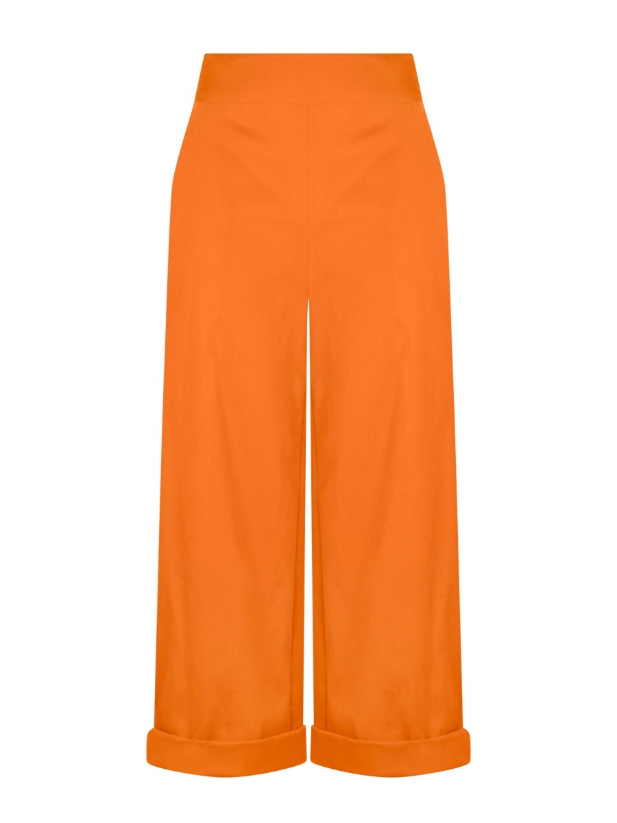 Pantaloni Cropped | Ragno Pantalone Ampio Alla Caviglia Con Tasche In Satin Power - Persimmon Orange