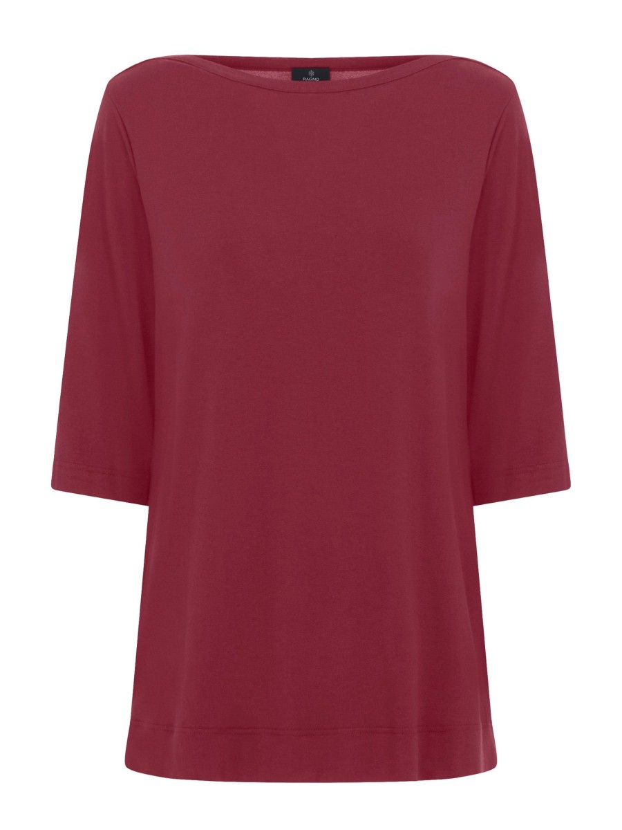 Magliette E T-Shirt | Ragno T-Shirt Con Manica 3/4 In Misto Viscosa - Tibetan Red