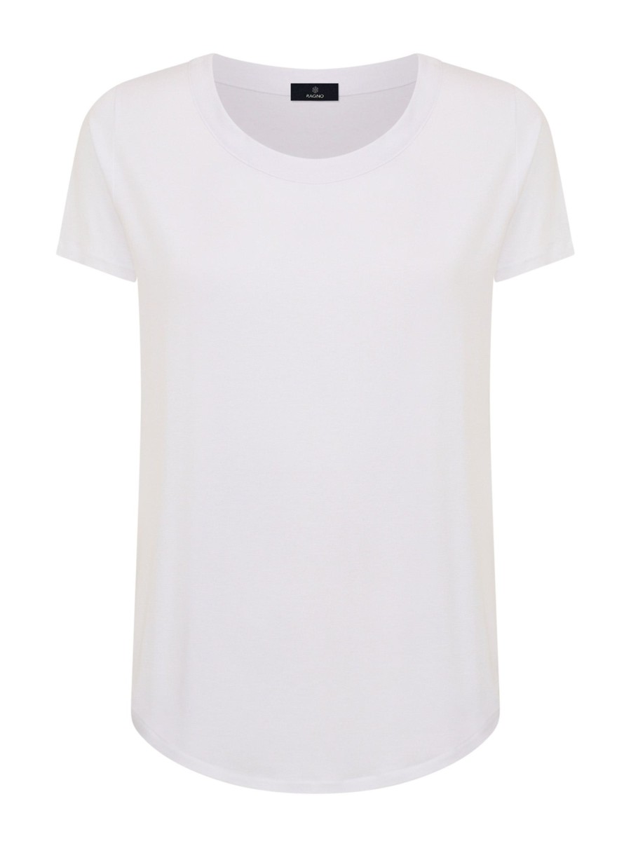 Magliette E T-Shirt | Ragno Maglietta A Manica Corta In Viscosa Summer - Bianco