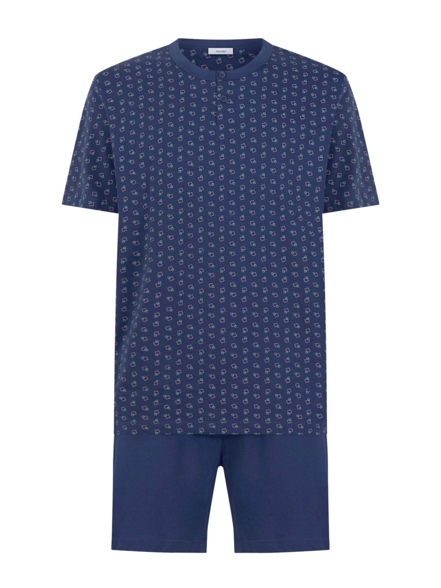 Pigiama Corto | Ragno Pigiama Corto A Serafino In Jersey Di Caldo Cotone - Fant. Insignia Blue