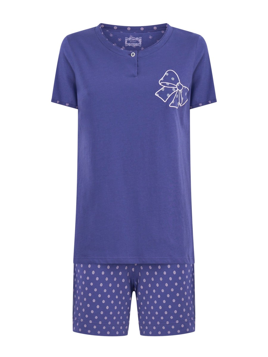 Pigiami | Ragno Pigiama Serafino Corto In Jersey Di Cotone - Fant. Skipper Blue
