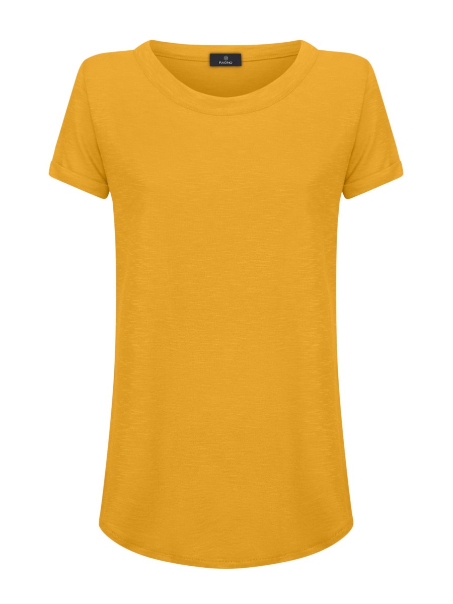 Magliette E T-Shirt | Ragno T-Shirt Girocollo In Slub Jersey Di Cotone - Golden Spice